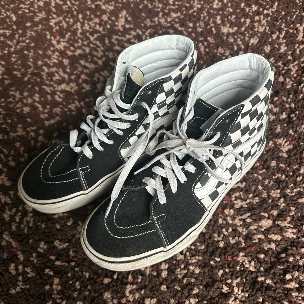 platform, high top, checkered vans